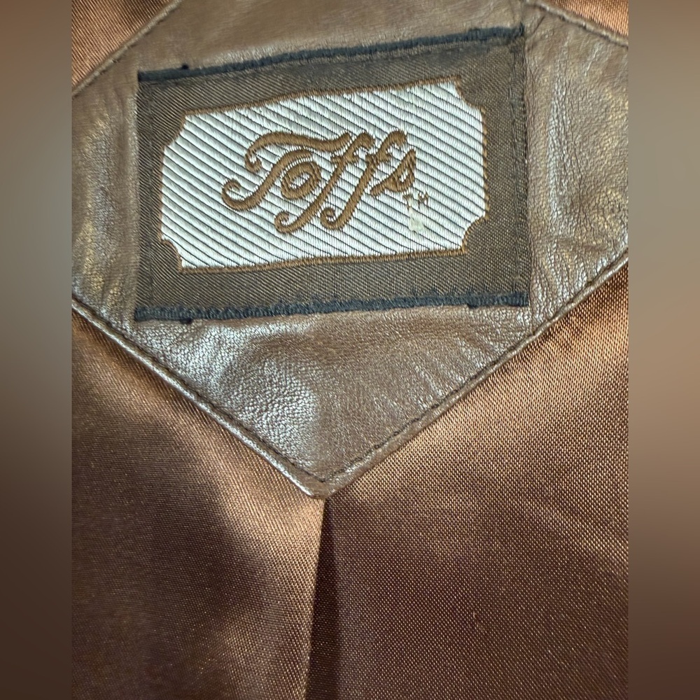 Tofi Women’s Brown Genuine Leather Button Front Jacket Size 14 - Picture 6 of 12